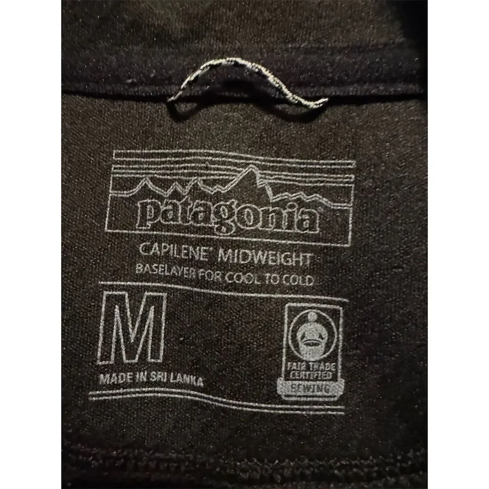 Patagonia Unisex Black Midweight Baselayer Top M Long Sleeve Pullover - Picture 6 of 9